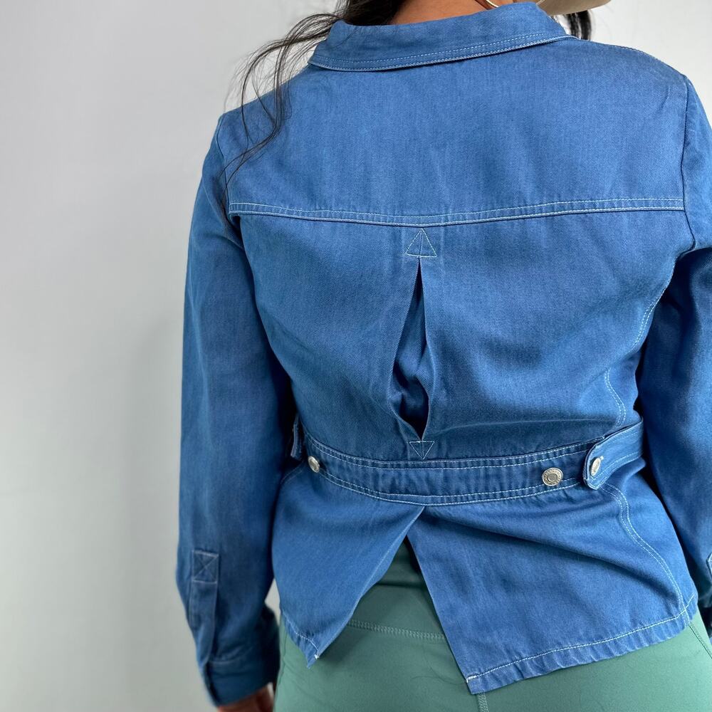 Pendleton Petites Chambray Button Front Blouse - image 2